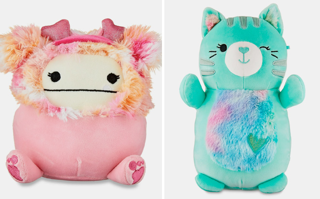 Squishmallows Official Plush 5 inch Pink Bogfoot and Hugmee Plush 10 inch Teal Tabby Cat