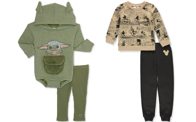 Star Wars Yoda Baby 2 Piece Outfit Set and Disney Mickey Mouse Boys 2 Piece Outfit Set