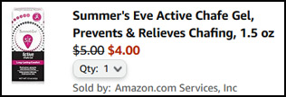 Summers Eve Active Chafe Gel Order Summary