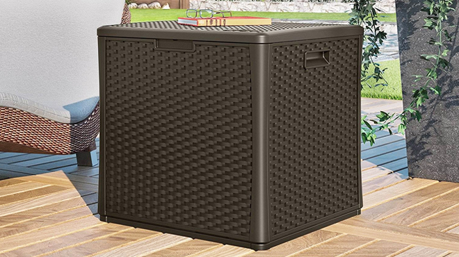 Suncast 60 Gallon Cube Resin Deck Box in Brown Color