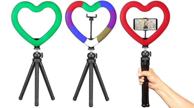 Sunpak 10 inch Heart Shaped Rainbow Vlogging Kit with Bluetooth Remote Black