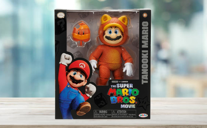 Super Mario Bros Movie Tanooki Mario Figure on Desk