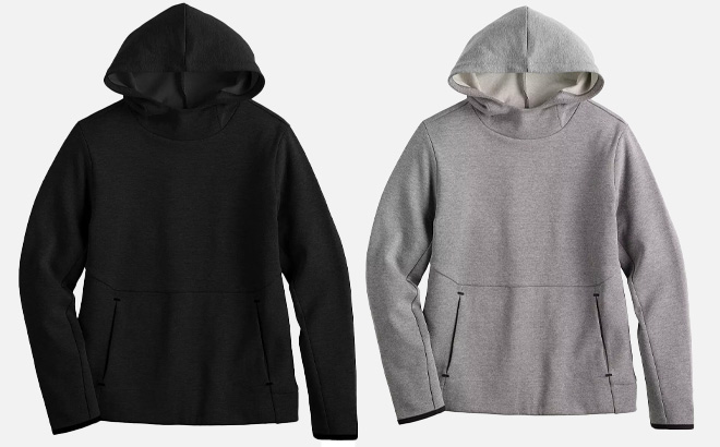 Tek Gear Essential Fleece Pullover Hoodie in Black and Grey