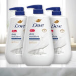 Three Bottles of Dove Deep Moisture Body Wash with Pump