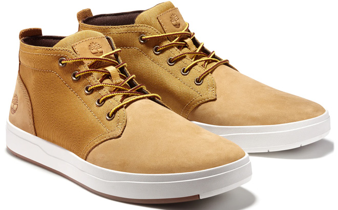 Timberland Mens Davis Square Chukka Sneaker Boots in Wheat Nubuck Color