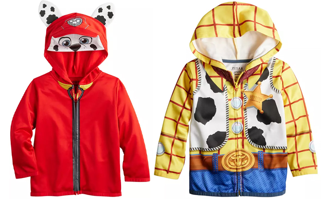 Toddler Boy Jumping Beans Paw Patrol Marshall Costume Fleece Hoodie and Toddler Boy Jumping Beans Disney Pixar Toy Story Woody Costume Fleece Hoodie