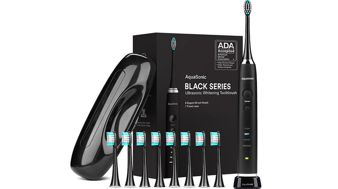 Toothbrush Black Series with 8 Brush Heads and Travel Case