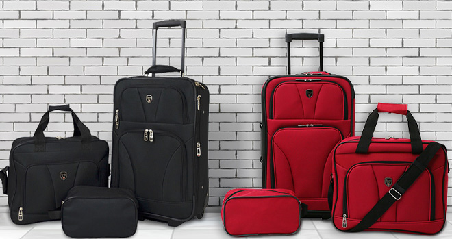 Travelers Club 3 Piece Expandable Luggage Sets on Floor