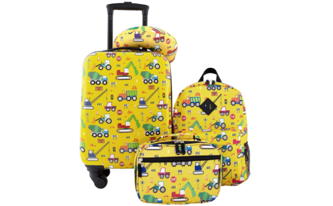 Travelers Club 5 Piece Kids Luggage Set with Cars Design