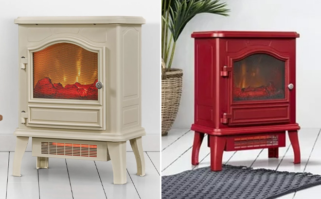 Two ChimneyFree Electric Stove Heater in White and Red