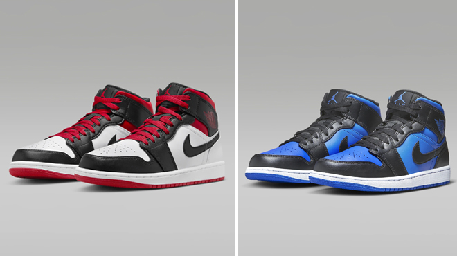 Two Colors of Nike Air Jordan 1 Mid Shoes