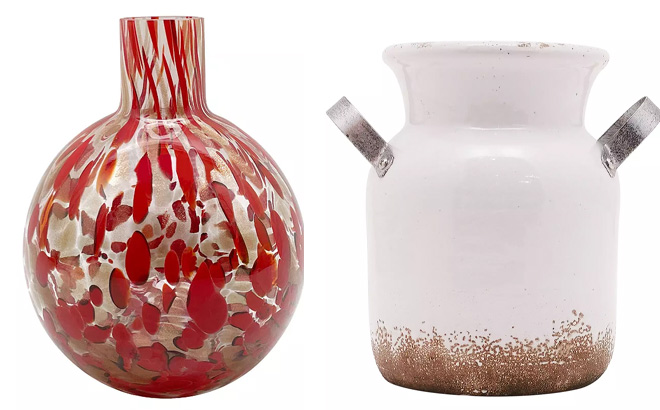 Two Sonoma Good Vases in Red and White jpg
