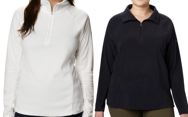 Two Womens Columbia Half Zip in White and Black