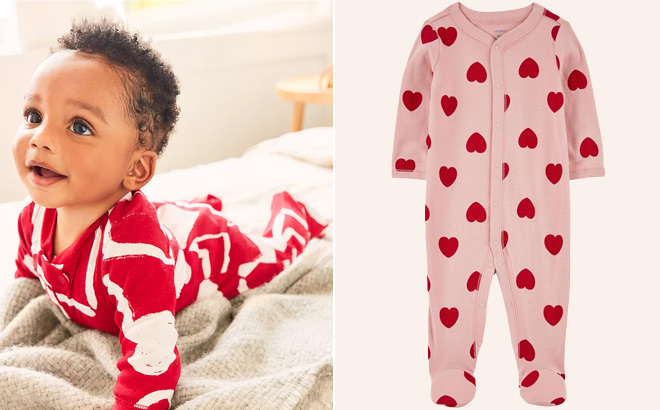 Baby Valentine's Day 2-Way Zip Cotton Sleep & Play Pajamas 