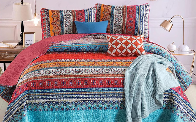 WONGS BEDDING Boho Quilt Set King Size