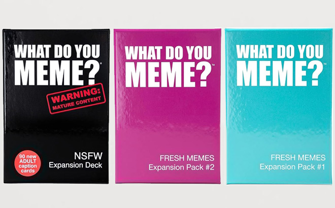 What Do You Meme Game The Ultimate Expansion Pack Bundle on a Gray Background