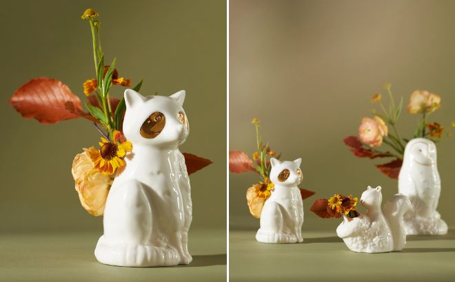 Winter White Creature Bud Vase