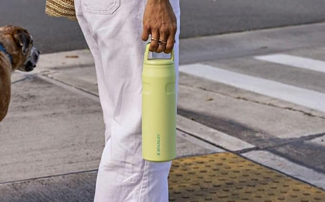 Woman is Holding Stanley IceFlow Water Bottle