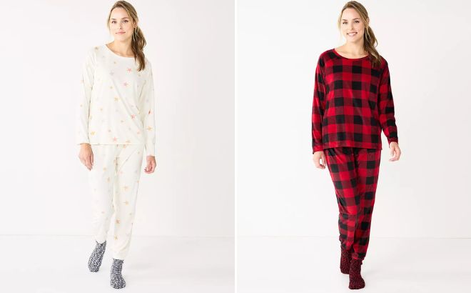 Women's Sonoma Goods For Life® Fleece Sleep Top & Pants Pajama Set