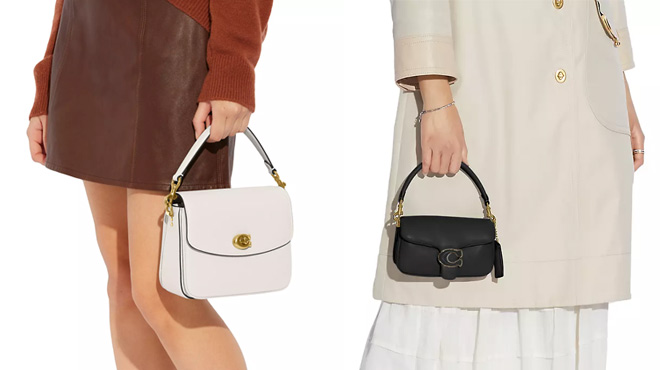 Women Holding Coach Leather Crossbody and Shoulder Bags