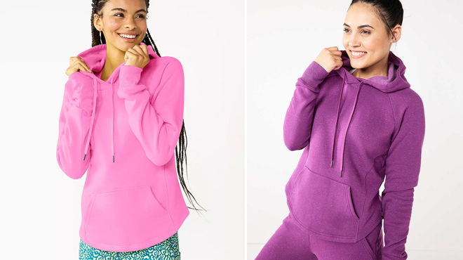 Women Wearing Tek Gear Ultrasoft Fleece Hoodie in Two Colors