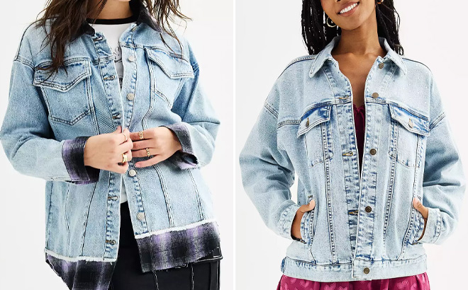 Women Wearing Two Denim Jackets