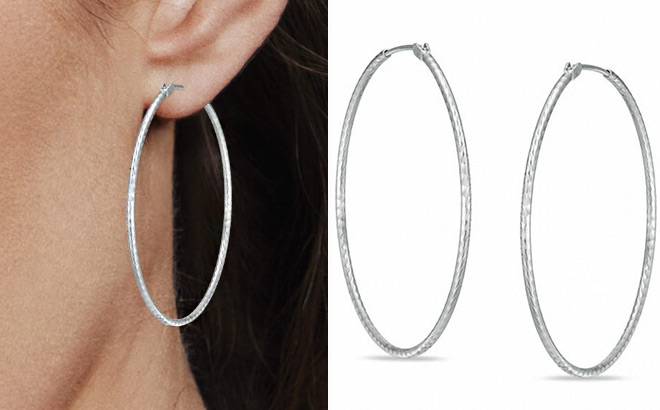 Zales Sterling Silver Thin Hoop Earrings 45mm