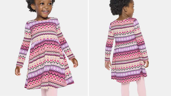 a Girl Wearing The Childrens Place Fairisle Thermal Everyday Dress