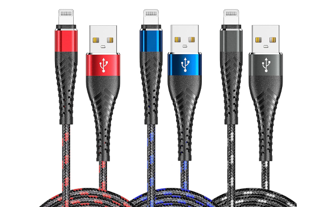 iPhone 3Packs Colorful Nylon Braided USB Fast Charging Cord