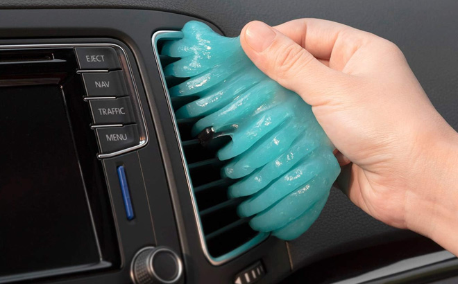 A Person is Holding Car Slime Cleaner in Blue Color