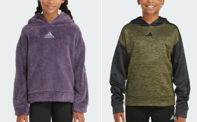 Adidas Cozy Furry Pullover Hoodie and Game and Go Melange Pullover Hoodie