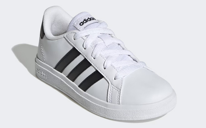 Adidas Kids Grand Court Shoes on Gray Background