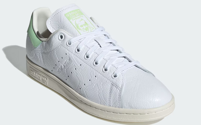 Adidas Stan Smith Shoes in White and Green Spark Color