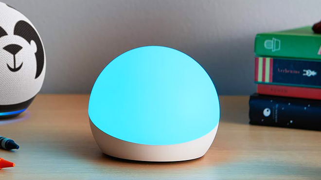 Amazon Echo Glow Smart Lamp on a Kids Table