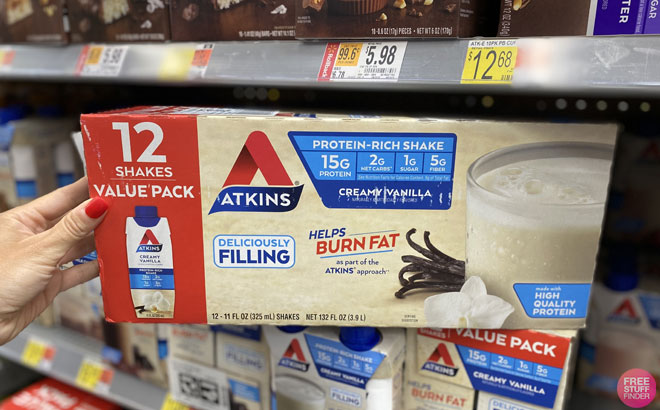 Atkins 12 Pack Vanilla Protein Shake at Amazon