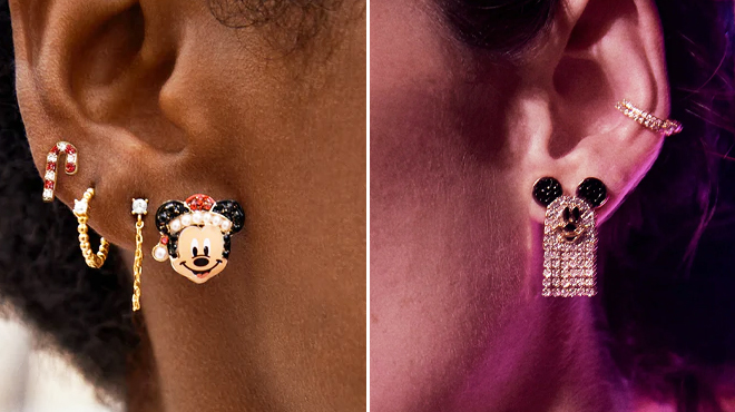 Bauble Bar x Disney Mickey Mouse Disney Santa Earrings and Mickey Mouse Disney Crystal Fringe Ghost Earrings