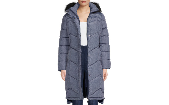 Big Chill Womens Maxi Puffer Coat in Winter Grey Heather Color