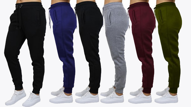 Blue Ice 3 Pack Womens Loose Fit Fleece Lined Classic Jogger Sweatpants in various colors