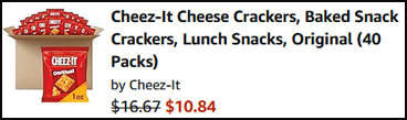 Cheez It 40 Pack Crackers Order Summary