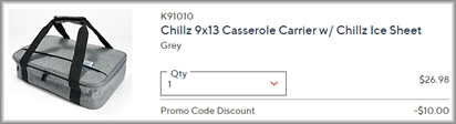 Chillz Casserole Carrier Checkout Screen