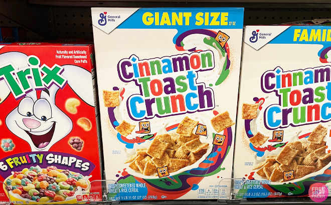 Cinnamon Toast Crunch Breakfast Cereal Giant Size on a Shelf