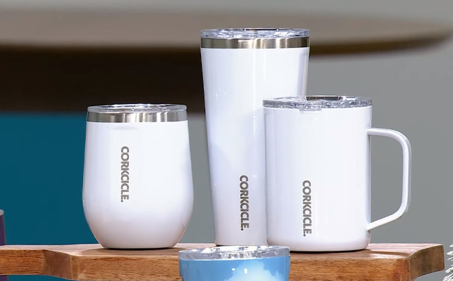 Corkcicle 3 Piece Hydration Drinkware Set in White