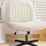 Criss Cross Leather Office Chair in Cream Color