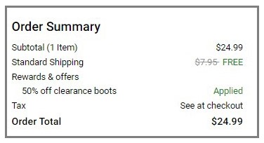 DSW Dr Martens Boots Order Summary