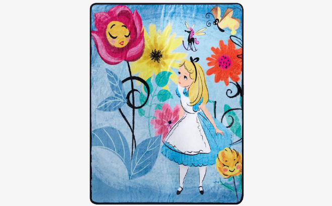 Disney Alice In Wonderland Flowers Throw Blanket