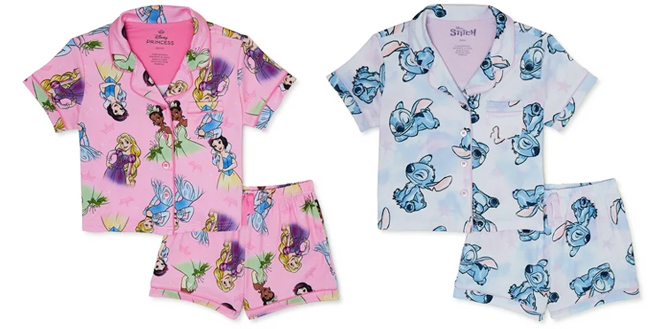 Disney Princess Girls and Disney Lilo Stitch Pajama Sets