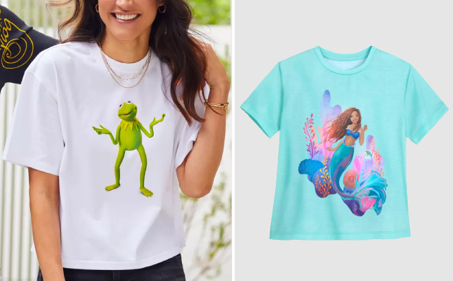 Disney The Muppets Kermit Womens Semi Cropped Shirt and The Little Mermaid Womens Shirt