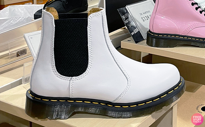 Dr Martens 2976 Womens Chelsea Boots in White on a Shelf at DSW