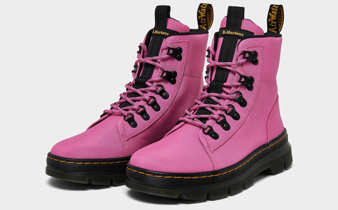 Dr Martens Womens Combs Lace Up Boots in Pink Color