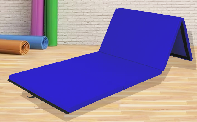 Folding Exercise Fitness Workout Gym Floor Mat in Royal Blue